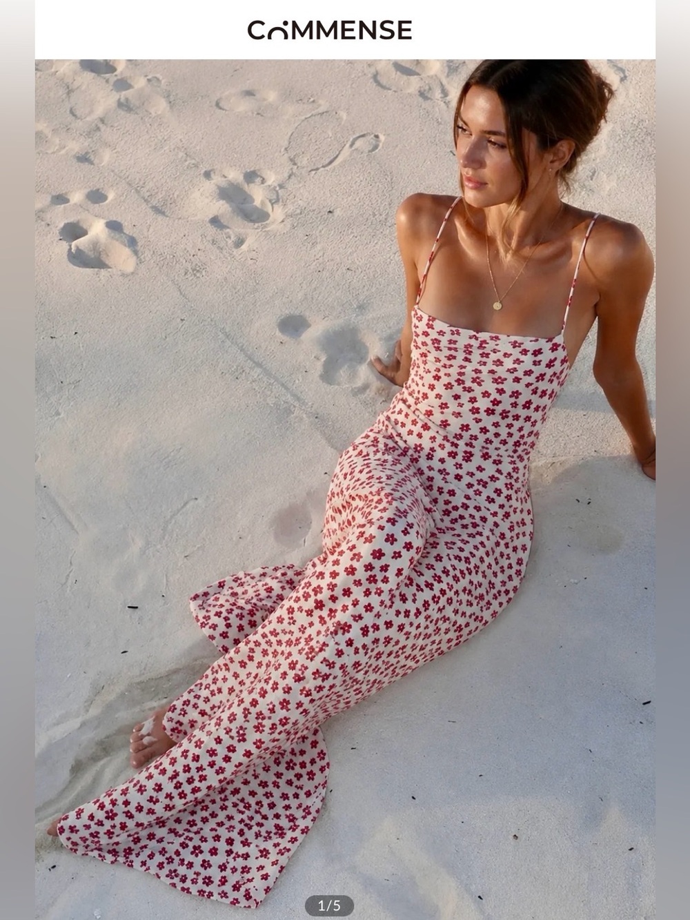 COMMENCE Strappy Floral Print Crisscross Flowy Long Sundress
